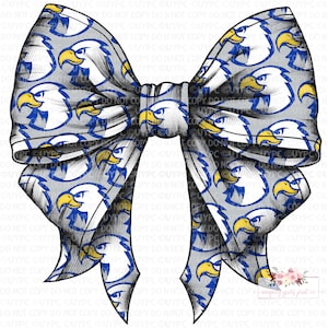 Eagles Coquette Bow Digital Design | Royal Blue Gray White on Gray | Stacked cheetah tie dye | Digital Download | Hand Drawn | PNG