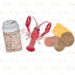 Cheetah Can holder boiled crawfish & sides trio  | Hand drawn Design | Sublimation | Digital Download| Louisiana | Crawfish sublimation