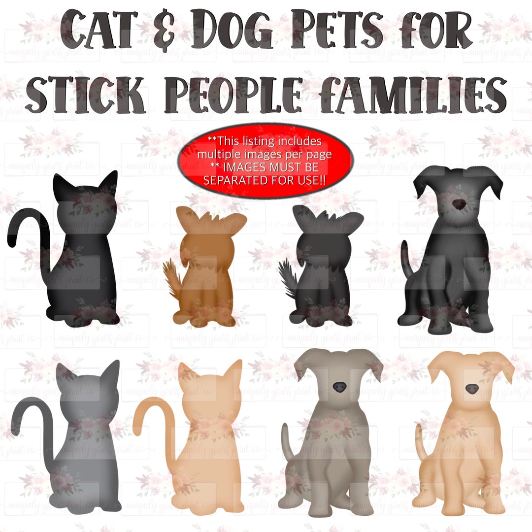 Stick People Pets Starter Set |cats and Dogs | PNG | Hand Drawn ...