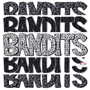 Black and Gray Bandits digital design | Hand drawn | Mascot Printable Stack | School Spirit | Digital Download | high school Mascot png |