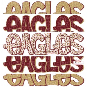Adler Digital Design | Maroon und Old Vegas Gold Eagle Maskottchen | Stacked Gepard Batik & Leopard | Digitaler Download | Handgezeichnet | PNG |