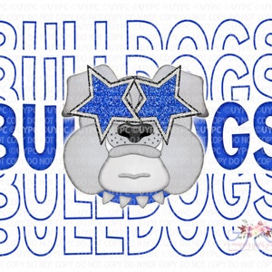 Bulldogs Digital Design | Preppy Stacked mascot | Digital Download | Hand Drawn | PNG | Royal Blue