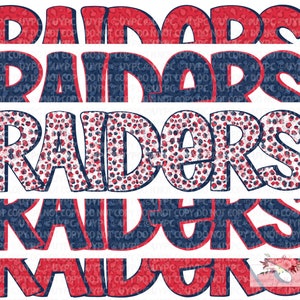 Raiders Stacked Digital design download | Red and Navy Blue | Hand drawn | School Spirit | printable design Download | Raiders Spirit