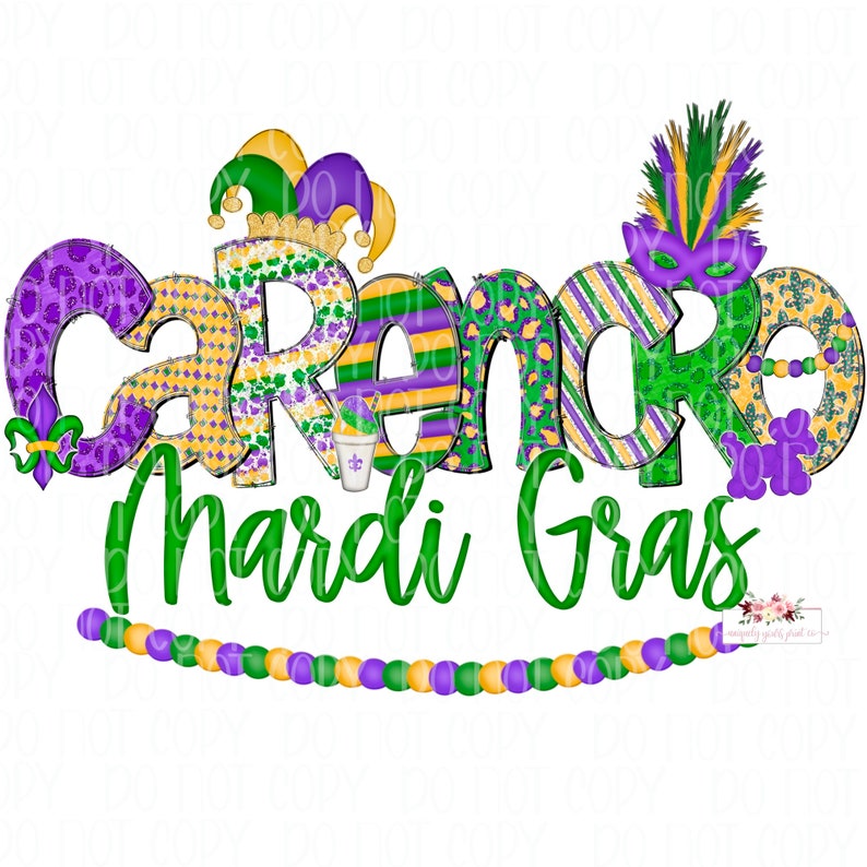 Carencro Mardi Gras Doodle PNG Hand Drawn Design Etsy