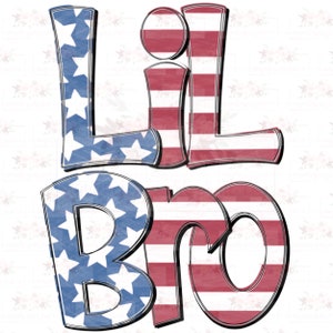 Sibling digital design | patriotic little brother |Hand drawn | Sublimation |instant Download| PNG | July 4 sibling sub designers