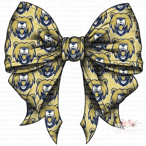 Bears Coquette Bow digital Design | Hand drawn | PNG | Digital Download | Navy and Gold