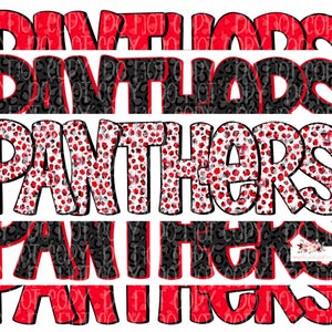 Red & black Panthers digital design | Hand drawn | Mascot Printable Stack | School Spirit | Digital Download | high school Mascot png |