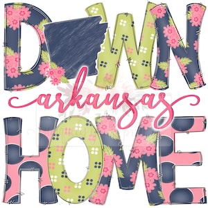 Down Home Arkansas floral doodle | State Pride digital design | Hand drawn | instant digital Design download | Sublimation | PNG