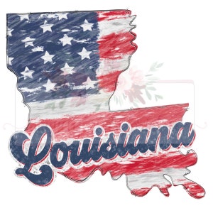 Louisiana state Retro Patriotic | Vintage | Hand drawn | Doodle Design | Sublimation | Digital Download | PNG | America