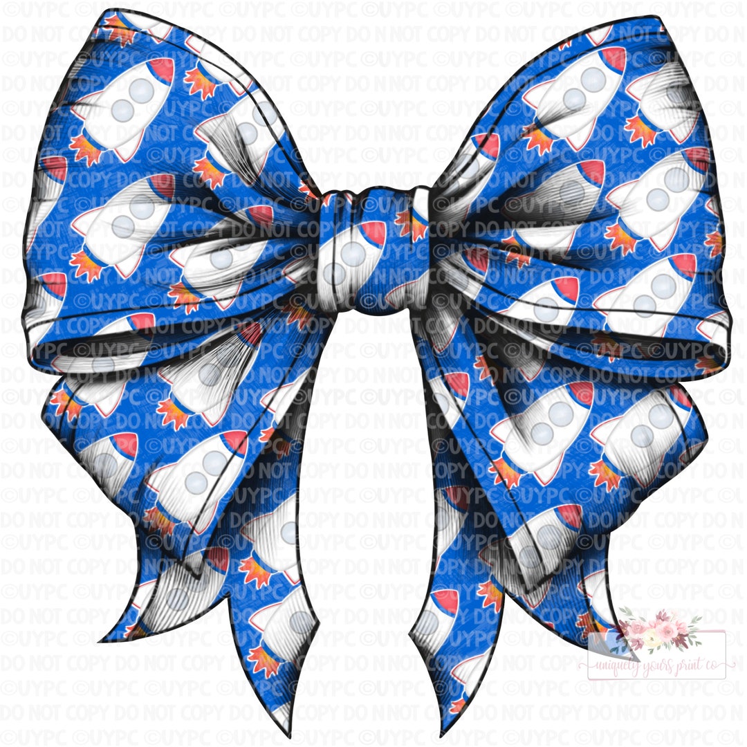 Rockets Mascot Print Coquette Bow Digital Design | Hand Drawn | PNG ...