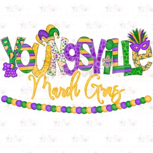 City/Town specific Mardi Gras Doodle | PNG | Hand drawn Design | Sublimation | Digital design | Instant Download | Fat Tuesday | Youngsville