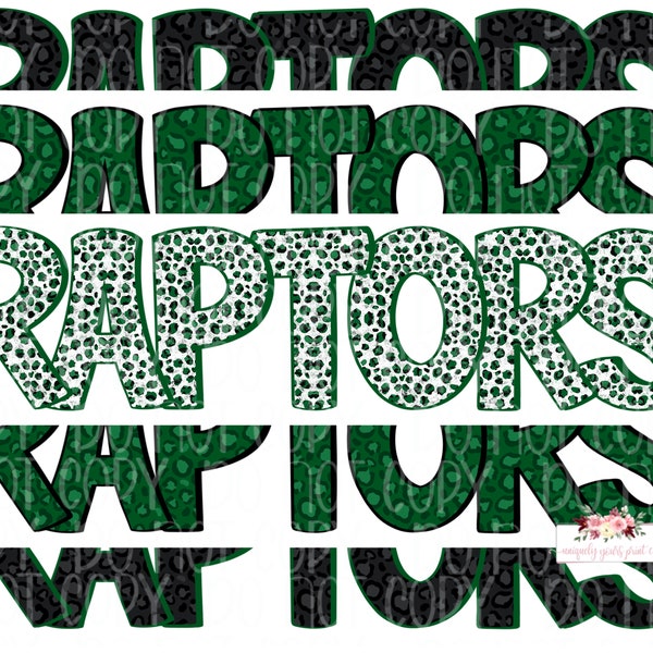 Black & Green Raptors digital design | Hand drawn | Mascot Printable Stack | School Spirit | Digital Download | high school Mascot