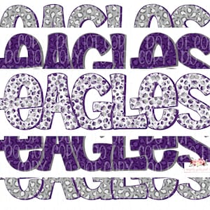 Eagles Digital Design | Purple and Gray  Eagle Mascot | Stacked cheetah tie dye & leopard | Digital Download | Hand Drawn | PNG |