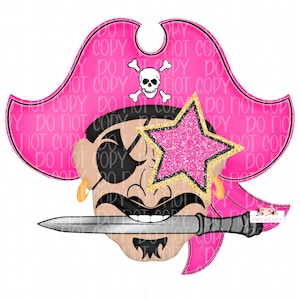 Pirate Pink Preppy Mascot digital design | hot Pink | Team Spirit | October | Hand drawn mascot  | School Spirit | Printable Download |