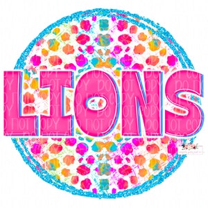 Lions digital design download cheetah tie dye with glitter frame | PNG | Instant Printable Design  | Sublimation Design | hand drawn