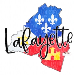 Lafayette Parish Acadian Flag digital design | Lafayette Parish | Acadiana | Louisiana | Cajun | Hand drawn | PNG | Sublimation