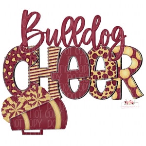 Maroon & Gold Bulldog Cheer Digital Design | Hand drawn | PNG | Sublimation | Digital Download | Allstar Cheer | Cheer Comp