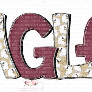Garnet & Gold Eagles digital design | Hand drawn | School Spirit | Digital Download | high school Mascot png |
