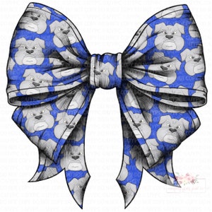 Bulldog Coquette Bow digital Design | Hand drawn | PNG | Sublimation | Digital Download |  Royal Blue