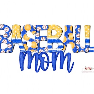 Royal Blue & Gold Baseball Digital design download  | Hand drawn | PNG | Sublimation | Royal Blue| Yellow Gold | Mom Life | Sports