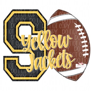 Yellow Jackets football digital design | Black and Yellow Gold varsity S | Hand drawn | School Spirit | Digital Download | jackets fan |