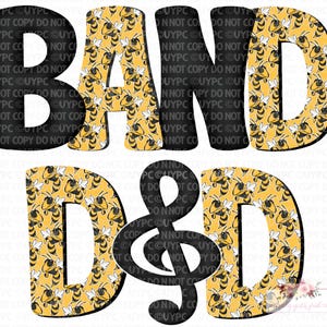 Band Dad digital design | Black & Yellow Gold Yellow Jackets Mascots | Hand drawn | PNG | Sublimation  | School Band Spirit