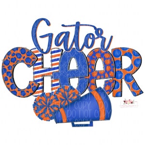 Orange & Blue Gator Cheer Design | Hand drawn | PNG | Sublimation | Digital Download | Allstar Cheer | Cheer Comp