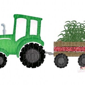 Tractor hauling Sugarcane Digital Design download | Louisiana | Bundle of Sugarcane stalks with Bandana Wagon | Hand Drawn | Printable