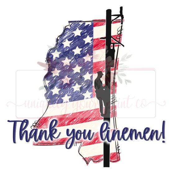 Mississippi Thank You Linemen Hand Drawn Doodle Design | Etsy