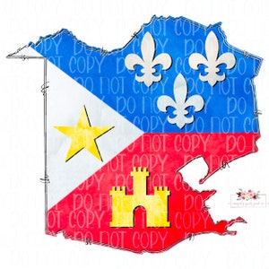 Vermilion Parish map digital design | Acadian Flag | Acadiana | Louisiana | Cajun | Hand drawn | PNG | Sublimation