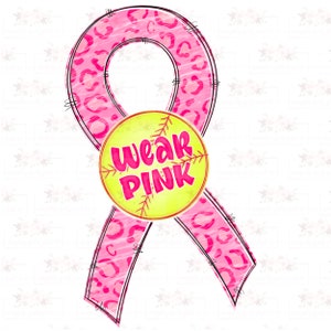 Boots Pink Breast Cancer Awareness Ribbon Softball Pink ribbon Leopard l Digital Design Instant Download image 1