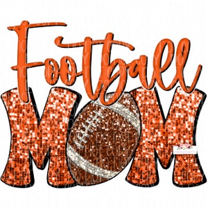 Sequins Orange Football Mom digital design | Sequins football | Hand drawn | PNG | Sublimation | Printable Download
