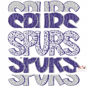 SES Spurs Digital Design | Purple, Gray White Spurs Mascot | Stacked cheetah tie dye & leopard | Digital Download | Hand Drawn |