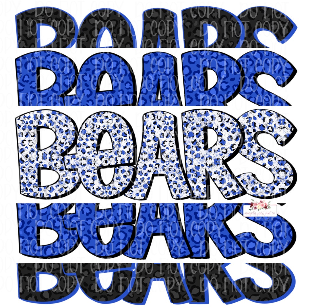 Royal Blue Black Bears Mascot Stack | School Spirit PNG (digital ...