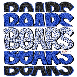 Royal Blue & Black Bears digital design | Hand drawn | Mascot Printable Stack | School Spirit | high school Mascot png