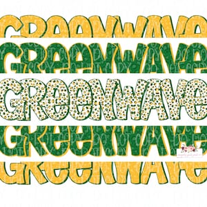 Greenwave Digital Design | Mascot Clipart| Stacked cheetah tie dye & leopard | Printable | Hand Drawn | Green Gold