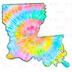 Louisiana Tie Dye PNG | Hand drawn | Doodle Design | Sublimation | Digital Download| PNG | LA state