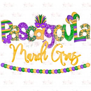 City/Town specific Mardi Gras Doodle | PNG | Hand drawn Design | Sublimation | Digital design | Instant Download | Fat Tuesday | Pascagoula