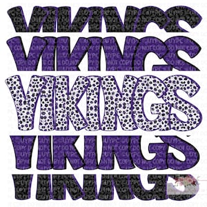 Vikings Digital Design | Purple Dark Gray and  and Black Vikings Mascot | Stacked cheetah tie dye & leopard | Printable | Hand Drawn | PNG |