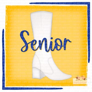 Senior Majorette Twirler Color Guard digital design |  Blue and Yellow Gold Marching boot | Hand drawn