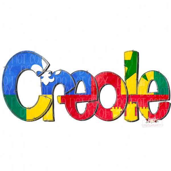 LA Creole Flag filled watercolor Creole Digital Design | Acadiana | Lafayette LA | Hand drawn | PNG | Sublimation | Instant Download |