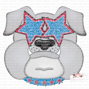 Preppy Bulldog Mascot | Red and Columbia Blue Glitter eyes l Bulldog mascot digital design | Hand drawn |School Spirit | Printable Download