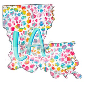 Louisiana leopard tie dye state doodle | Hand drawn | Sublimation | Digital design Download | PNG |