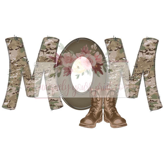 Military Mom PNG | Camo Design, Hand Drawn (Digital Download)