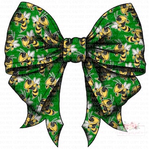Jackets Hornets Coquette Bow digital Design | Hand drawn | PNG | Sublimation | Digital Download | green Black Gold
