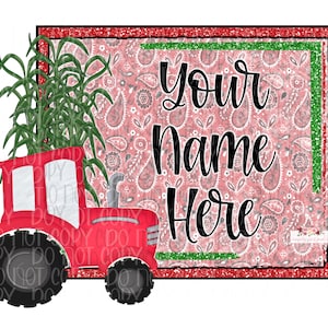 Tractor & Sugarcane clipart Digital Design | Louisiana | bandana Glitter Frame | Hand Drawn | Printable | Does not include personalization