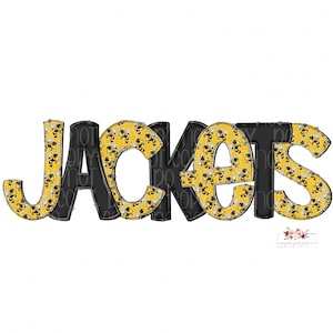 Black and Gold Jackets digital design | Hand drawn | School Spirit | Digital Download | high school Mascot png | NISH