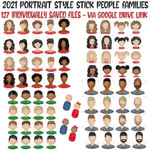 Images numériques de personnes et d'animaux sans visage | 127 fiches individuelles | Peau claire et foncée| PNG | Portrait minimaliste de personnes Sublimation
