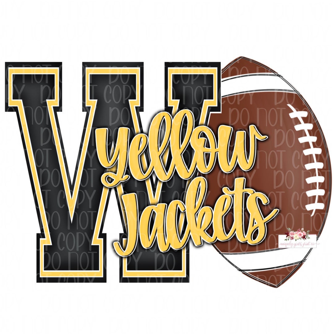 Yellow Jackets Football Design | Black and Gold Varsity W (digital ...