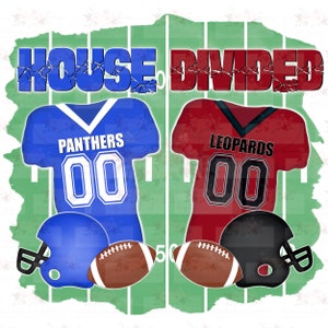 House Divided Football Digital Design | Blue Panthers  | Cardinal Red Leopards  | Hand drawn | Sublimation | Digital Download |